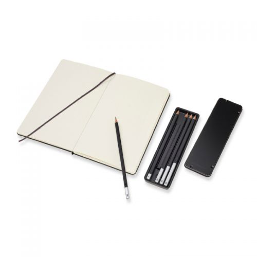Moleskine ART Collection Sketching Kit, sketchbook do szkicowania, zestaw z ołówkami w 5 twardościach czarny