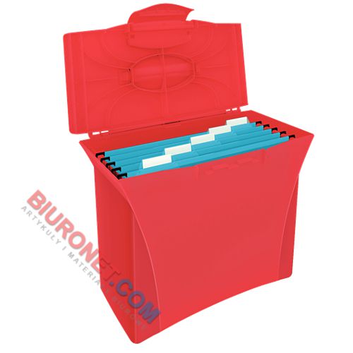 Pojemnik na teczki zawieszkowe Esselte Vivida, kartoteka z pokrywą + 5 teczek w zestawie czerwony