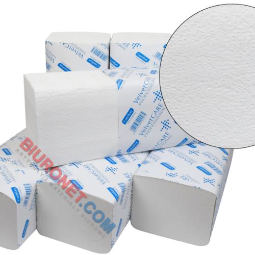 Ręczniki składane Velvet Professional Eco-White typu V, biały papier celulozowy, 2-warstwowe, do dozowników 20 x 150 listków