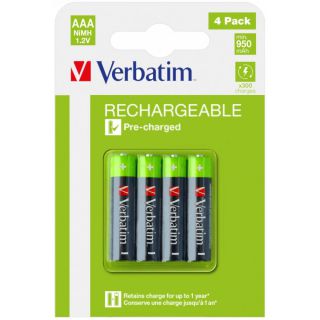 Akumulatorki Verbatim HR03 AAA 950mAh 1,2V, naładowane
 4 sztuki