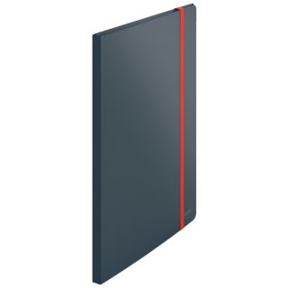 Album ofertowy Leitz Cosy A4, 20 koszulek, plastikowa okładka z gumką, zintegrowana teczka aksamitny szary