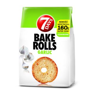 Bake Rolls 7 Days Czosnek, chrupiące krążki pieczywa 160g