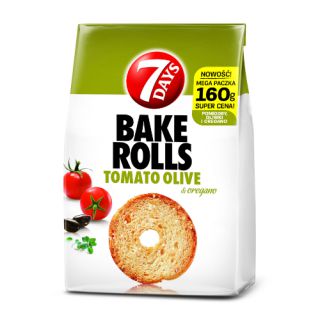 Bake Rolls 7 Days Pomidor, Oliwki i Oregano, chrupiące krążki pieczywa 160g