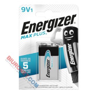 Baterie Energizer Max Plus 6LR61 E, najdłużej działająca, alkaliczna 9V, blister 1 sztuka