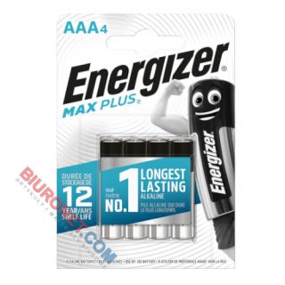 Baterie Energizer Max Plus LR03 AAA, najdłużej działające paluszki alkaliczne 1.5V, blister 4 sztuki