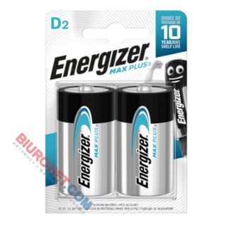 Baterie Energizer Max Plus LR20 D, najdłużej działające, alkaliczne 1.5, blister 2 sztuki