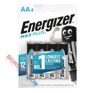 Baterie Energizer Max Plus LR6 AA, najdłużej działające paluszki alkaliczne 1.5V, blister 4 sztuki