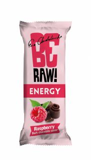 Baton BeRAW Energy Bakalland Malinowy, w czekoladzie deserowej Malinowy