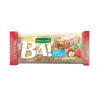 Baton zbożowy BA! Zero Cukru Bakalland 5 zbóż 30g, truskawka, quinoa 25 sztuk