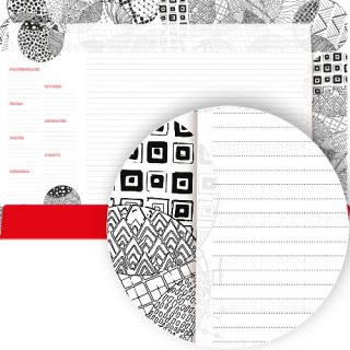 Biuwar notes z planem tygodniowym Michalczyk&Prokop z listwą, blok 40 kartek, podkładka na biurko czerwone