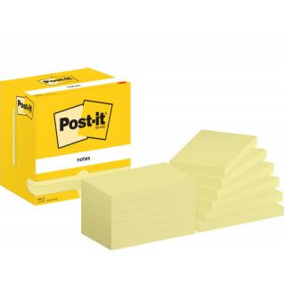 Bloczek samoprzylepny POST-IT, 76x127mm, 12x100 kart., żółty
 żółte