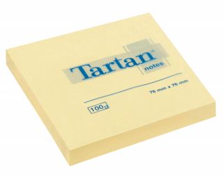 Bloczek samoprzylepny TARTAN, 76x76mm, 12x100kart., żółty 12 x 100 kartek