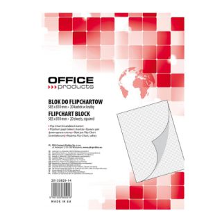 Blok do flipchartów Office Products, biały papier w kratkę, mały 58,5 x 81 cm 20 kartek