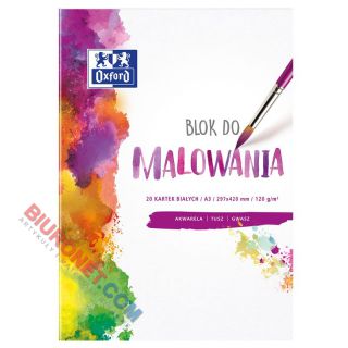 Blok do malowania farbami akwarelowymi Oxford, 20 kartek 120g A3