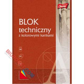 Blok techniczny Unipap, 10 kolorowych kartek A4