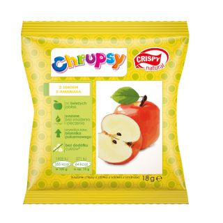 Chipsy owocowe Chrupsy Crispy Nartural, torebka 18g jabłko z sokiem ananasa