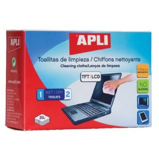 Chusteczki do ekranów Apli, czyszczące TFT/LCD 2 x 20 sztuk