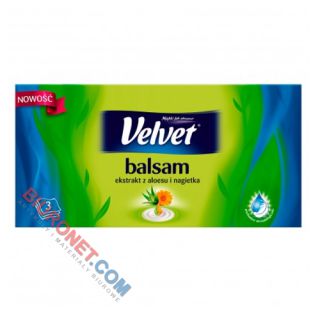 Chusteczki higieniczne Velvet Balsam,3 warstwowe, zapach aloes i nagietek 70 sztuk