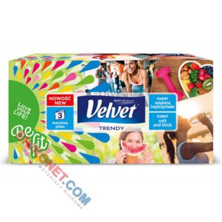 Chusteczki higieniczne Velvet Harmony, 3 warstwy, w pudełku prostokątnym 120 sztuk