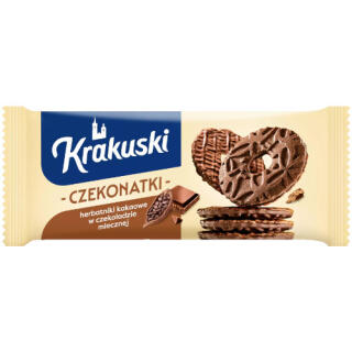 Ciastka Krakuski Czekonatki, herbatniki kakaowe w czekoaldzie mlecznej 165 g