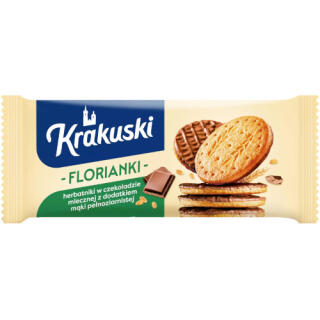 Ciastka Krakuski Florianki, herbatniki pełnoziarniste z czekoladą 171 g