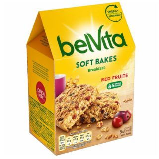 Ciastka LU BelVita Soft Bakes Breakfast Red Fruits, miękkie ciastka z owocami 250g