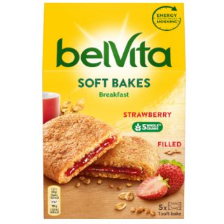 Ciastka LU BelVita Soft Bakes Breakfast Strawberry, miękkie ciastka z marmoladą truskawkową 250g