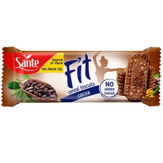 Ciastka Sante Fit 50g, bez cukru, zbożowe z kakao 4 sztuki