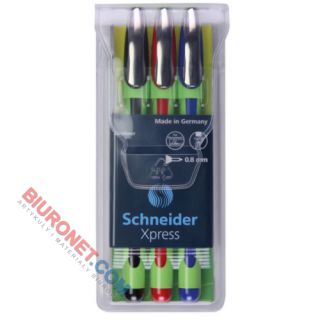 Cienkopisy Schneider Xpress, końcówka fibrowa 0.8 mm, zestaw w etui 3 kolory