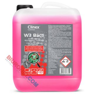 CLINEX W3 Bacti, kwaśny preparat dezynfekujący, do sanitariatów i powierzchni mających kontakt z żywnością 5L