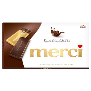 Czekolada gorzka 72% Merci Storck, 4 indywidualnie pakowane batoniki 100 g