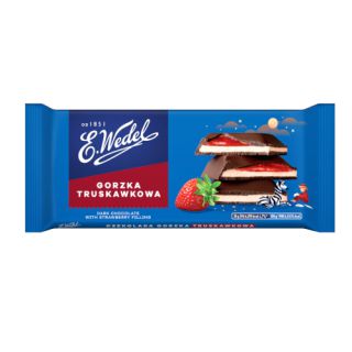 Czekolada gorzka Wedel, nadziewana, tabliczka 100g truskawkowa