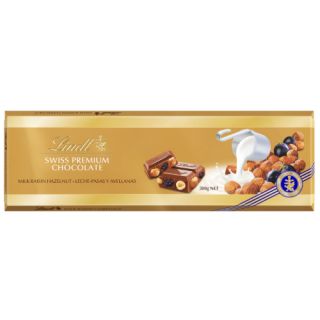 Czekolada Lindt Swiss Premium Chocolate, bakaliowa z orzechami laskowymi i rodzynkami 300g