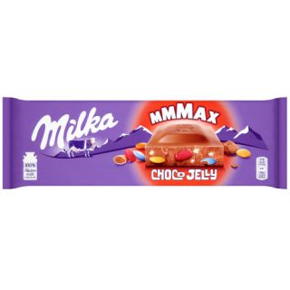 Czekolada Milka MMMAX Choco Jelly, mleczna z żelkami, drażami i strzelającymi cukierkami 250g