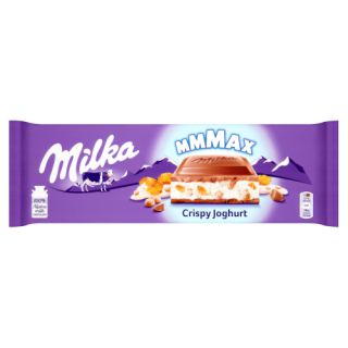 Czekolada Milka MMMAX Crispy Joghurt, mleczna z nadzieniem jogurtowym i płatkami kukurydzianymi 300g