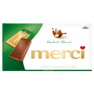 Czekolada orzechowo migdałowa Merci Storck, 4 indywidualnie pakowane batoniki 100 g
