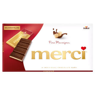 Czekolada z nadzieniem marcepanowym Merci Storck, 4 indywidualnie pakowane batoniki 112 g