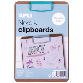 Deska Apli Nordik A5, drewniana podkładka do pisania z klipsem, clipboard pastelowy niebieski