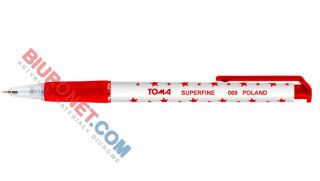 Długopis automatyczny Toma Super Fine, w gwiazdki czerwony