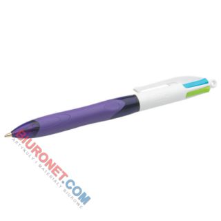 Długopis BIC 4Colours Grip 1,0mm, automatyczny, 4 wkłady obudowa fioletowa