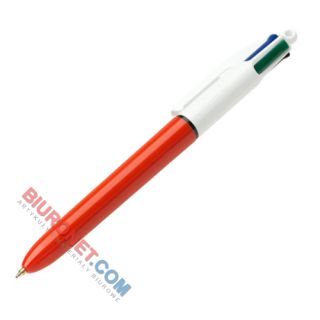 Długopis BIC 4Colours Original Fine 0,8mm, automatyczny, 4 wkłady obudowa czerwona