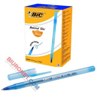 Długopis BIC Round Stick M 1.0mm, 60 sztuk, jednorazowy ze skuwką niebieski