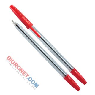 Długopis Office Products, w przezroczystej obudowie, 50 sztuk czerwony
