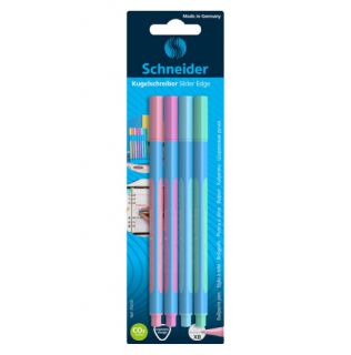 Długopis Schneider Slider Edge Pastel XB, ze skuwką, zestaw kolorów w blistrze 4 kolory