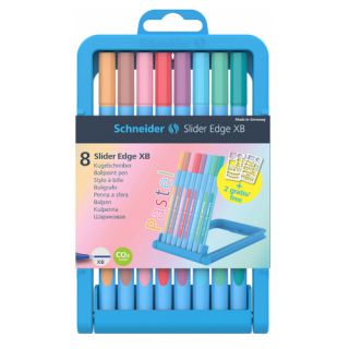 Długopis Schneider Slider Edge Pastel XB, ze skuwką, zestaw kolorów w etui 8 kolorów