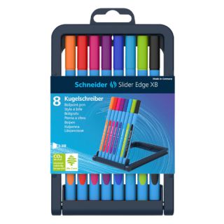 Długopis Schneider Slider Edge XB, ze skuwką, zestaw kolorów w stojaku 8 kolorów