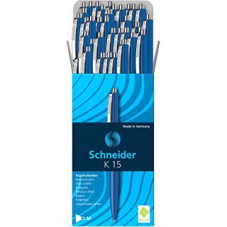 Długopisy automatyczne Schneider K15 M, 50 sztuk, kartonik niebieski