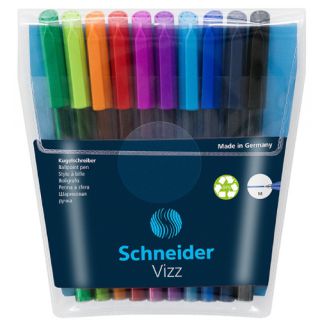 Długopisy kolorowe Schneider VIZZ M, zestaw w etui 10 kolorów