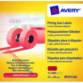 Etykiety cenowe do metkownic, Avery Zweckfirm, permanentne 12x26 czerwone