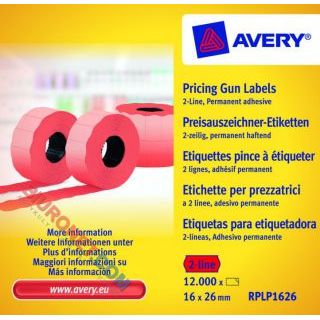 Etykiety cenowe do metkownic, Avery Zweckfirm, permanentne 16x26 czerwone